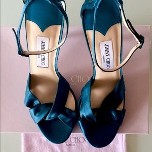 JIMMY CHOO SATIN TEAL HEELS | Size 41